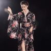 Japanese-themed Elegant Sakura Floral Long Women's Kimonos