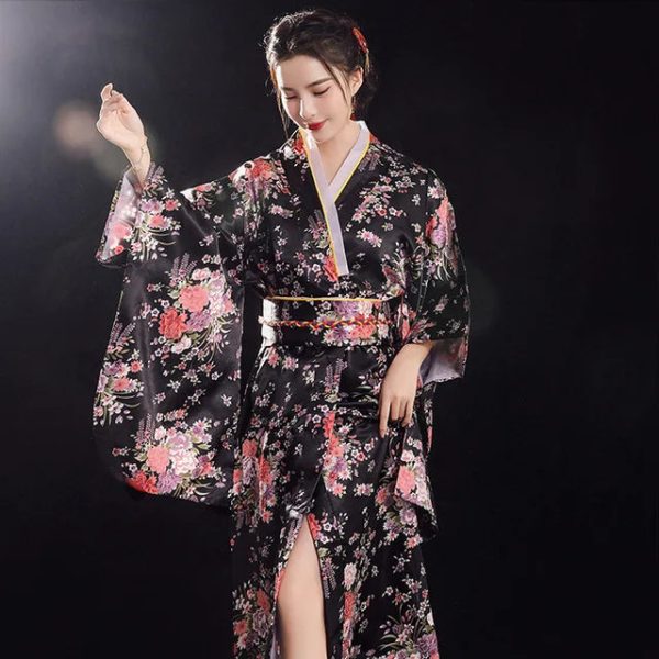 Japanese-themed Elegant Sakura Floral Long Women's Kimonos