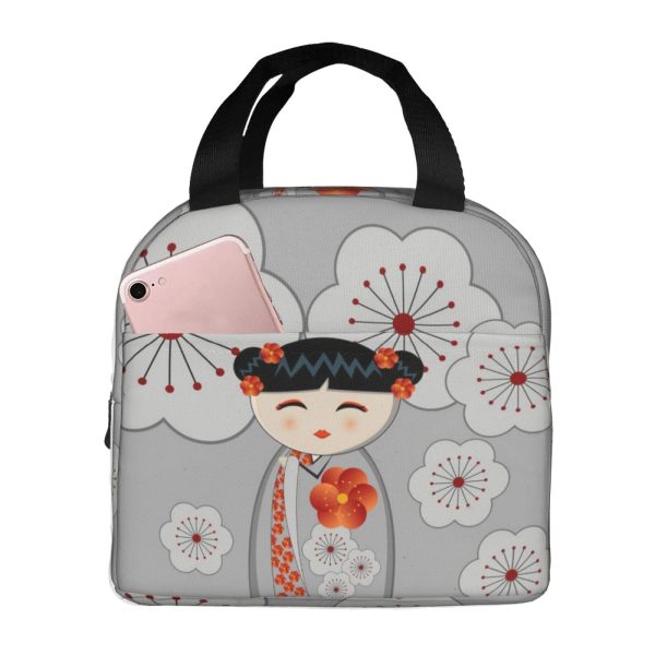 Japanese-themed Keiko Kokeshi Doll Insulated Lunch Bag Collection