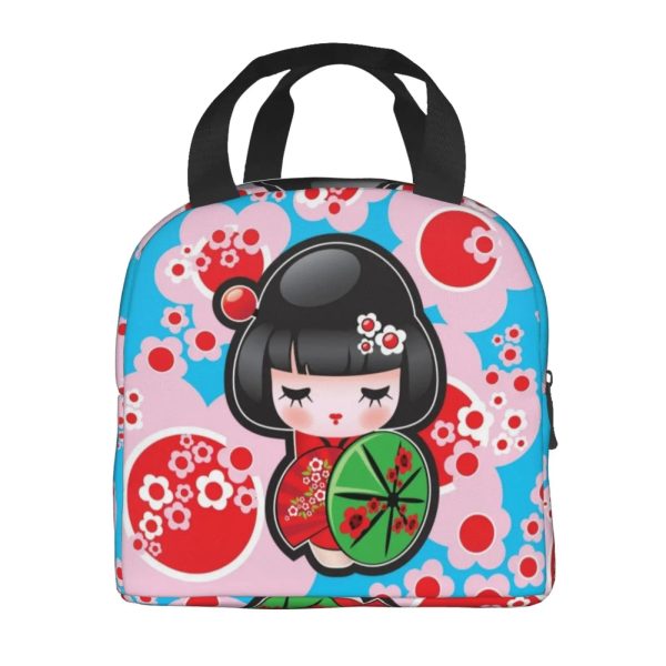 Japanese-themed Keiko Kokeshi Doll Insulated Lunch Bag Collection