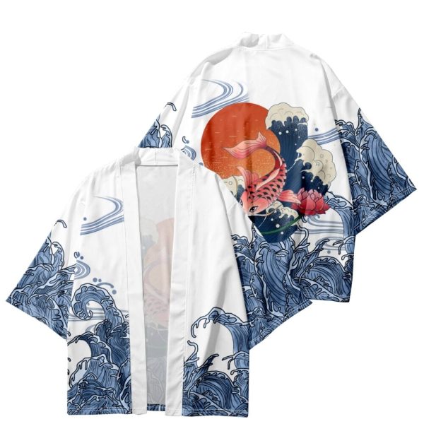 Japanese-themed Koi Fish Sun Wave Unisex Kimono