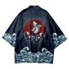 Japanese-themed Koi Great wave off Kanagawa Unisex Navy Kimono