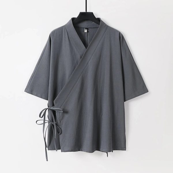 Japanese-themed Minimal Plain Men’s Kimono Jacket