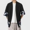 Japanese-themed Minimalist Crane Men’s Kimono Jacket