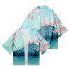 Japanese-themed Mount Fuji Sakura Blue Unisex Kimono