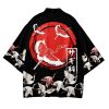Japanese-themed Red Sun White Cranes Unisex Kimono