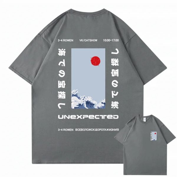 Japanese-themed Wave Red Sun Kanji Unisex Tee