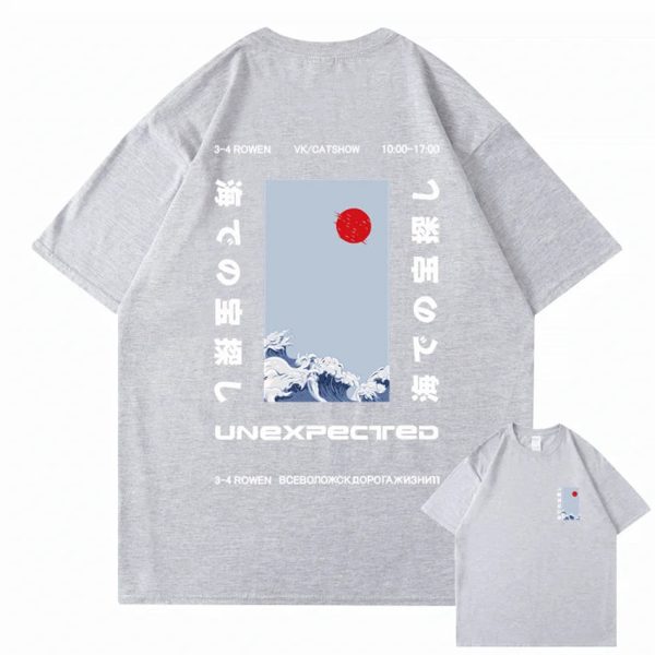 Japanese-themed Wave Red Sun Kanji Unisex Tee