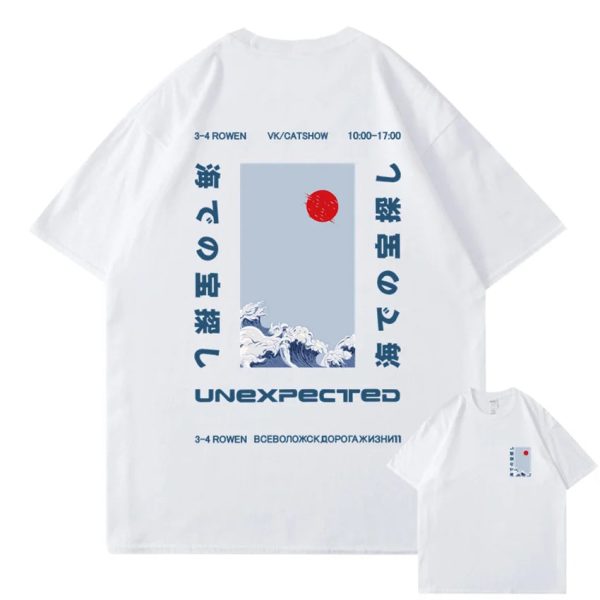 Japanese-themed Wave Red Sun Kanji Unisex Tee