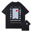 Japanese-themed Wave Red Sun Kanji Unisex Tee