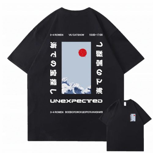 Japanese-themed Wave Red Sun Kanji Unisex Tee