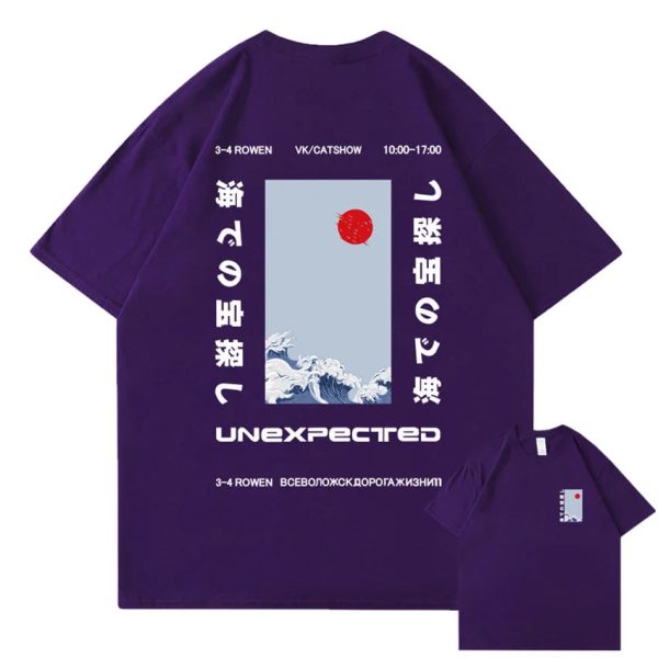 Japanese-themed Wave Red Sun Kanji Unisex Tee