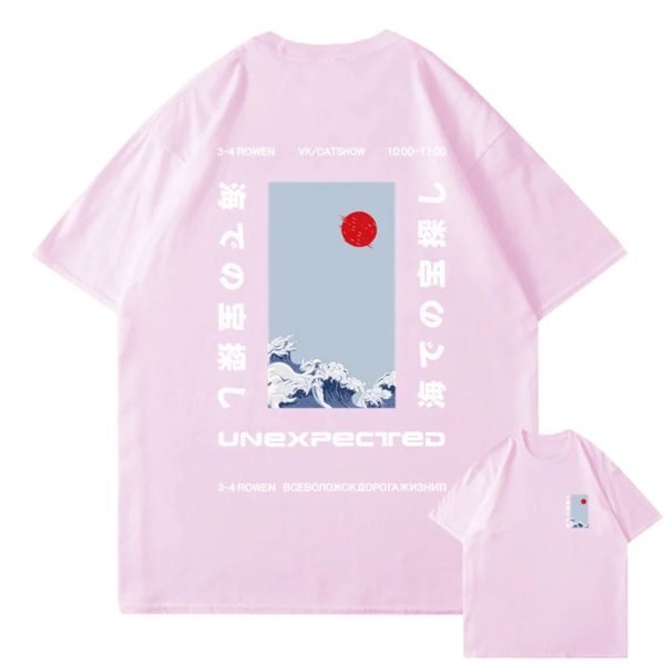 Japanese-themed Wave Red Sun Kanji Unisex Tee
