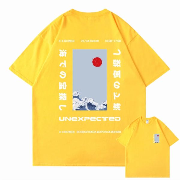 Japanese-themed Wave Red Sun Kanji Unisex Tee