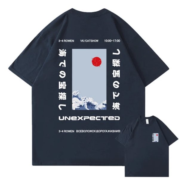 Japanese-themed Wave Red Sun Kanji Unisex Tee