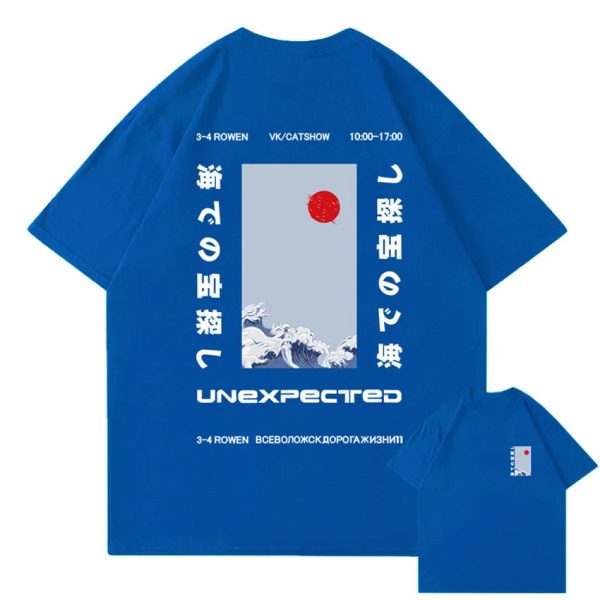 Japanese-themed Wave Red Sun Kanji Unisex Tee