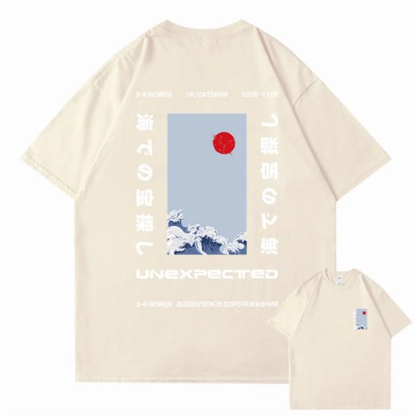 Japanese-themed Wave Red Sun Kanji Unisex Tee