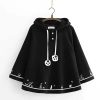 Kawaii White Black Hooded Cat Ears Oversized Ponchos Coats