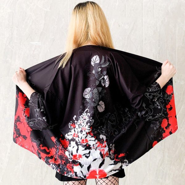 Japanese-themed Women Kimono Day and Night Koi