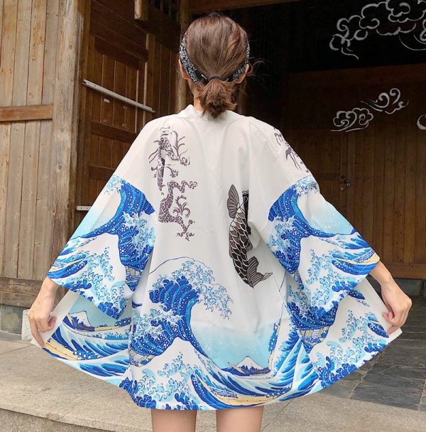 Japanese-themed Women Kimono Day and Night Koi