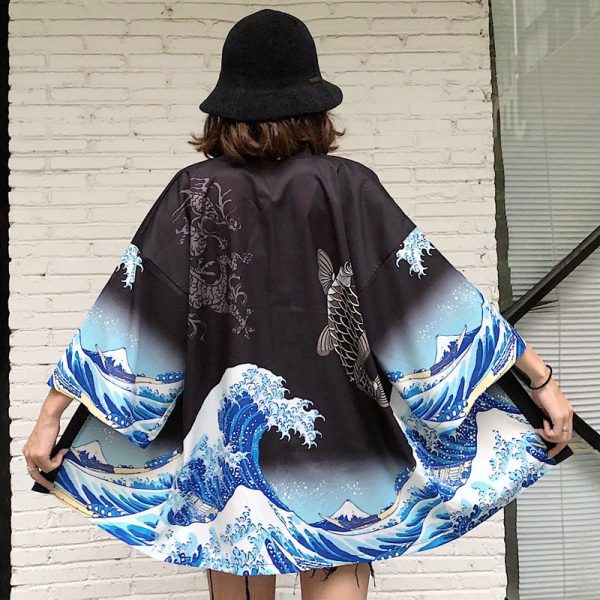 Japanese-themed Women Kimono Day and Night Koi