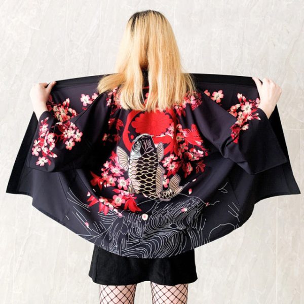 Japanese-themed Women Kimono Day and Night Koi