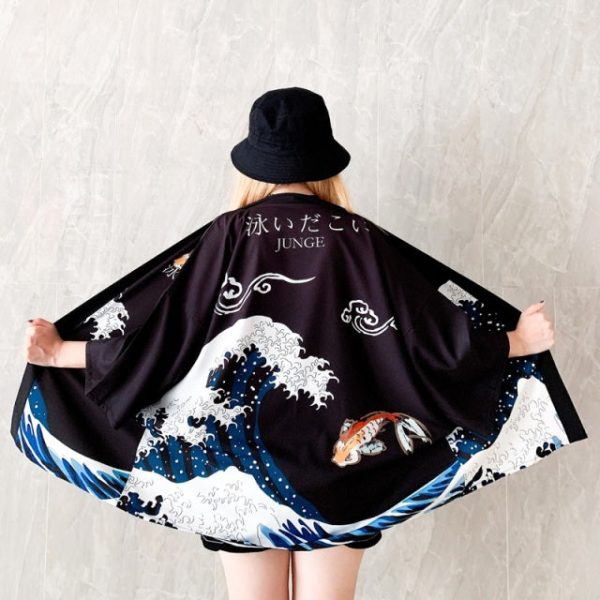 Japanese-themed Women Kimono Koi and Cranes