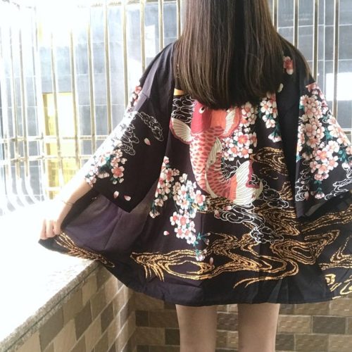 Japanese-themed Women Kimono Koi and Cranes