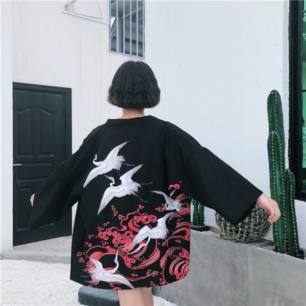 Japanese-themed Women Kimono Koi and Cranes