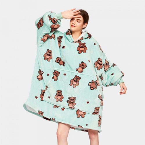 Kawaii Brown Bears Oversized Thick Blanket Hoodie