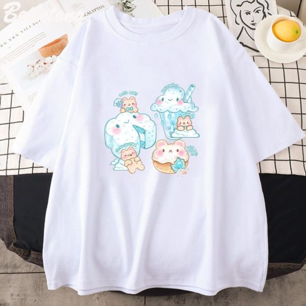 Kawaii Cloudy Snacking Brown Bear Unisex Tee