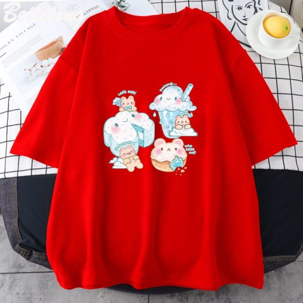 Kawaii Cloudy Snacking Brown Bear Unisex Tee