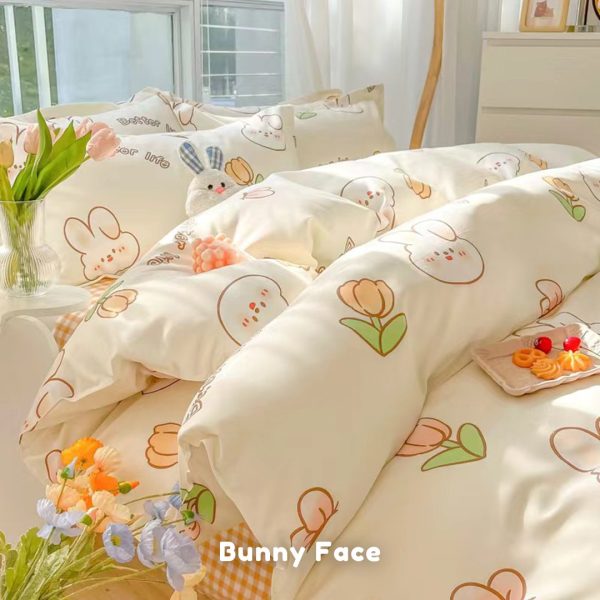 Kawaii Dreamy Floral Bunny 120gsm Polyester Bedding Set Collection