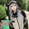 Kawaii Fishbone Aqua Grey Hoodie Set
