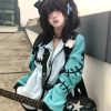 Kawaii Fishbone Aqua Grey Hoodie Set