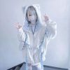 Kawaii Lolita Checkered Cat-Eared Zip-Up White Black Hoodie