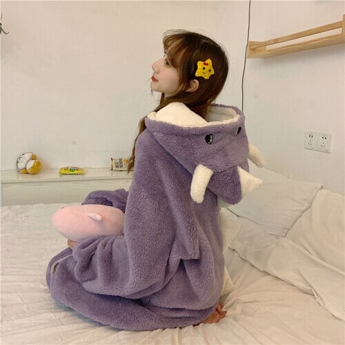 Kawaii Pastel Dragon Plush Hoodie Blanket