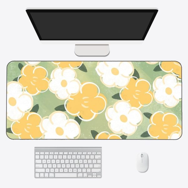 Kawaii Pastel Flowers Long Mouse Pad Collection