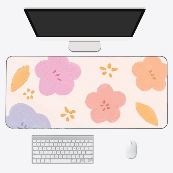 Kawaii Pastel Flowers Long Mouse Pad Collection