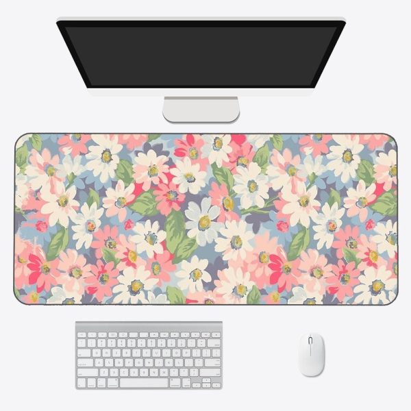 Kawaii Pastel Flowers Long Mouse Pad Collection