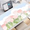Kawaii Pink Tulips Large Mouse Pad