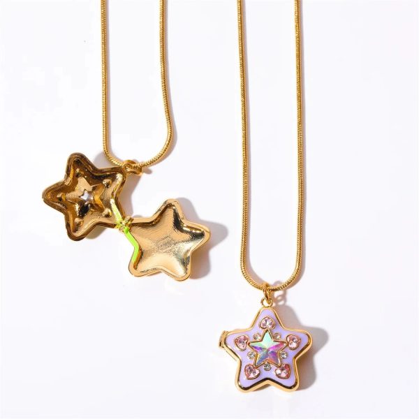 Kawaii Star & Heart Gem Pendant Necklaces