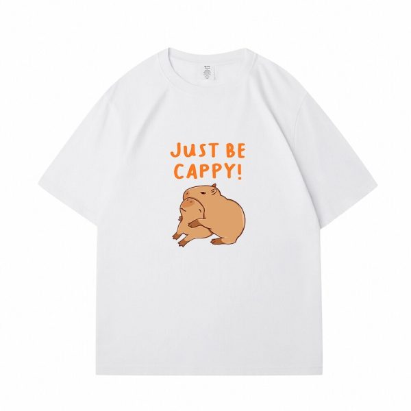 Kawaii Two Capybara 'Just Be Cappy!' Unisex Cotton Tee Top