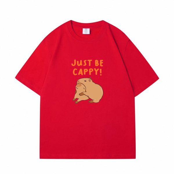 Kawaii Two Capybara 'Just Be Cappy!' Unisex Cotton Tee Top