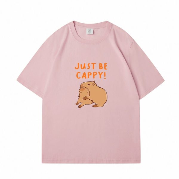 Kawaii Two Capybara 'Just Be Cappy!' Unisex Cotton Tee Top