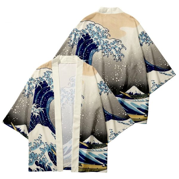 Kimono Japanese Great Wave and Mighty Koi