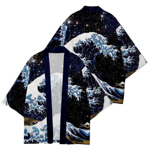 Kimono Japanese Great Wave and Mighty Koi