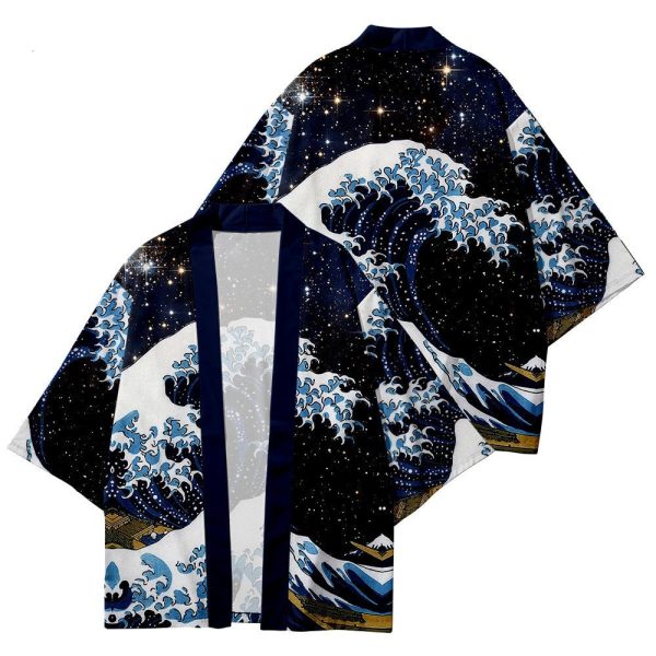 Kimono Japanese Great Wave and Mighty Koi