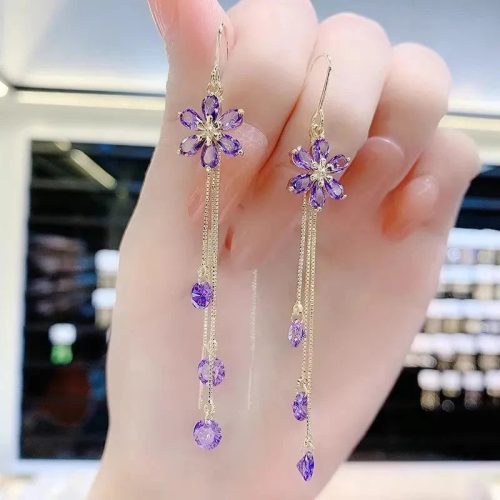 Lavender Bloom Crystal Earrings