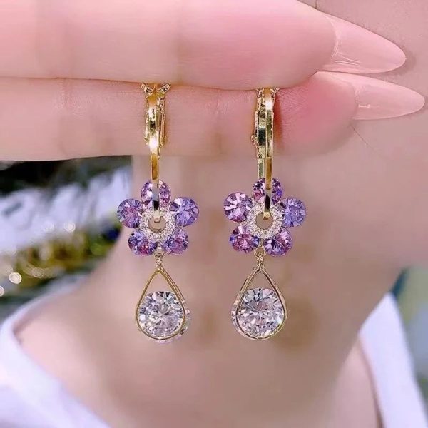 Lavender Bloom Crystal Earrings